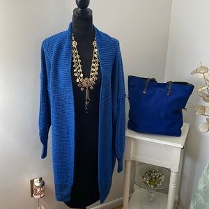 Royal Blue and Black  Cardigan Sweater